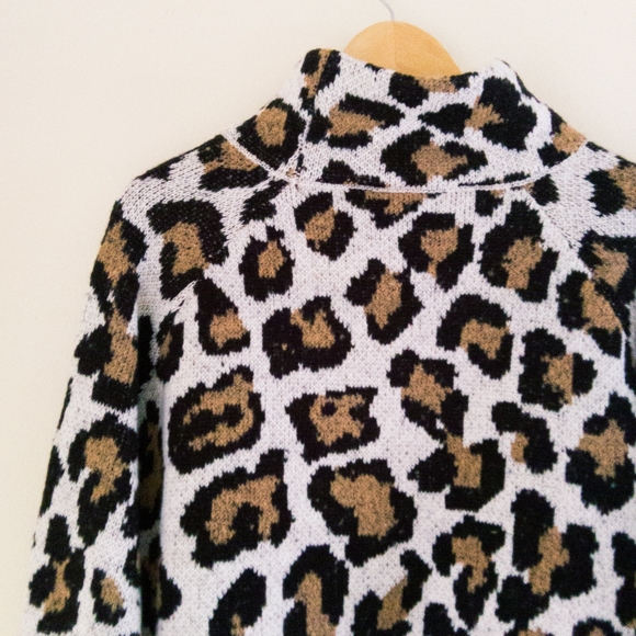 ALISON ANDREWS Leopard  Illusion Sweater Women's L Ribbed Panel Mock Neck NWT - Picture 5 of 14